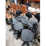 6 X BLACK ADJUSTABLE HEIGHT BAR STOOLS WITH BACKREST'S