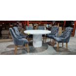 1 X ROUND MARBLE CARRA DINING TABLE IN GLOSS FINISH IN BONE WHITE ( DIAMETER 130 CM / H 76 CM ) WITH