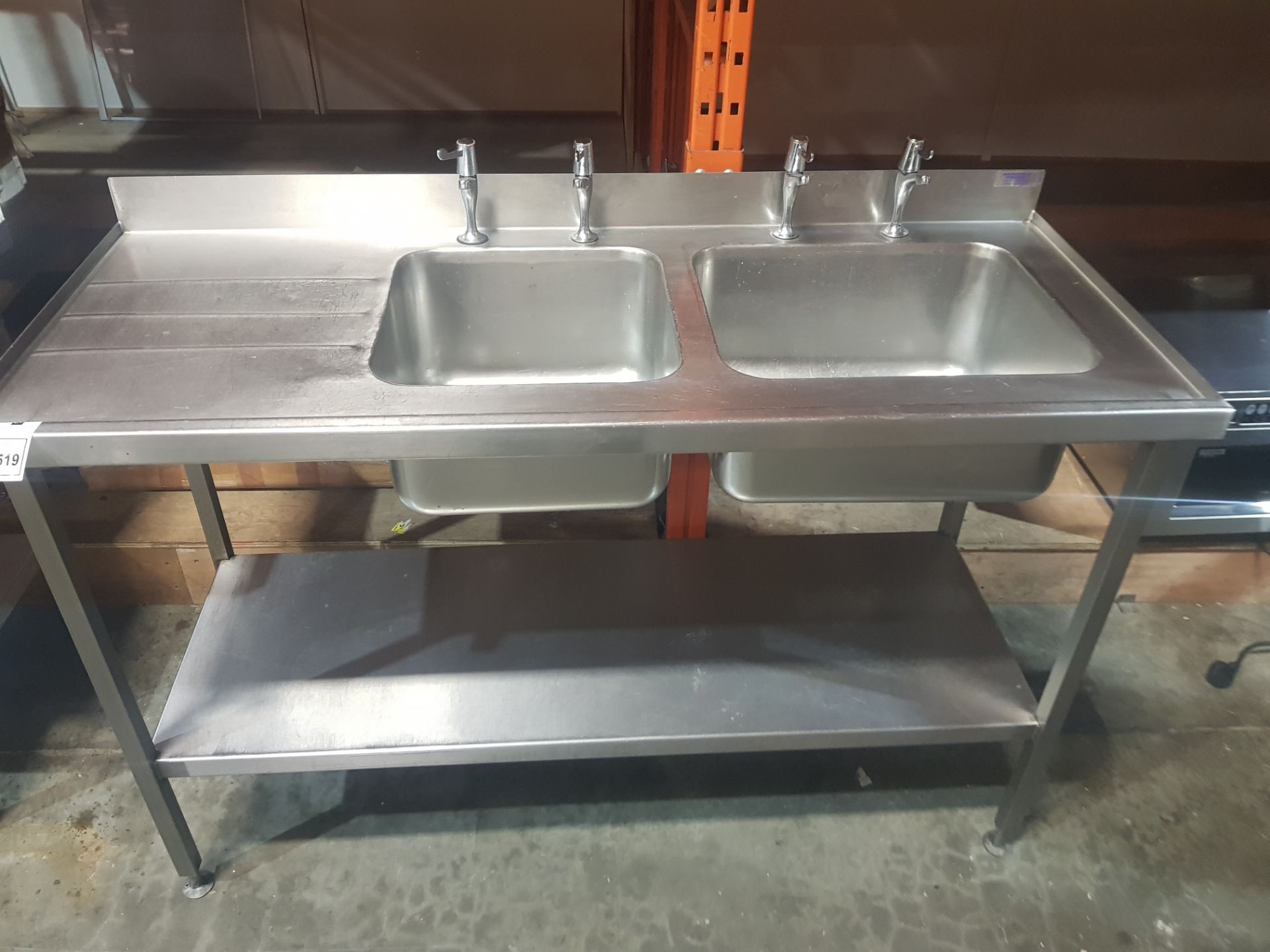 1 X STAINLESS STEEL COMMERCIAL DOUBLE BOWL SINKS SIZE L150 W 60 H93 CM