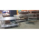 3 X STAINLESS STEEL PREPARATION TABLE'S ONE WITH 4 SHELVES SIZE L90 W60 H150 CM AND TWO TIER