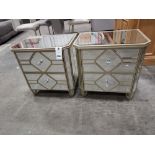 2 X BEDROOM PAIR OF MIRRORED 2 DRAWER BEDSIDE TABLES SIZE W 55 D 40 H 56 CM (NOTE CUSTOMER RETURNS)