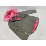 4 X BRAND NEW BRAVE SOUL PARKA COAT WITH FAUX FUR HOOD TRIM - SIZE 10-12 -£49.99 PP