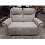 1 X 2 SEATER ELECTRIC RECLINER LEATHER LOOK IN LIGHT GREY (NOTE CUSTOMER RETURNS / SOME MARKS )