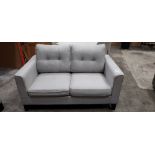 TWO SEATER SOFA FABRIC LIGHT GREY (NOTE SOME MARKS CUSTOMER RETURNS )