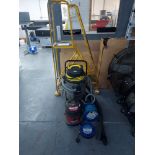 MIXED LOT TO INC - 4 RUNG SET OF STEP LADDERS, UNBRANDED HOOVER, (SHOPVAC) WET & DRY ALL AROUND