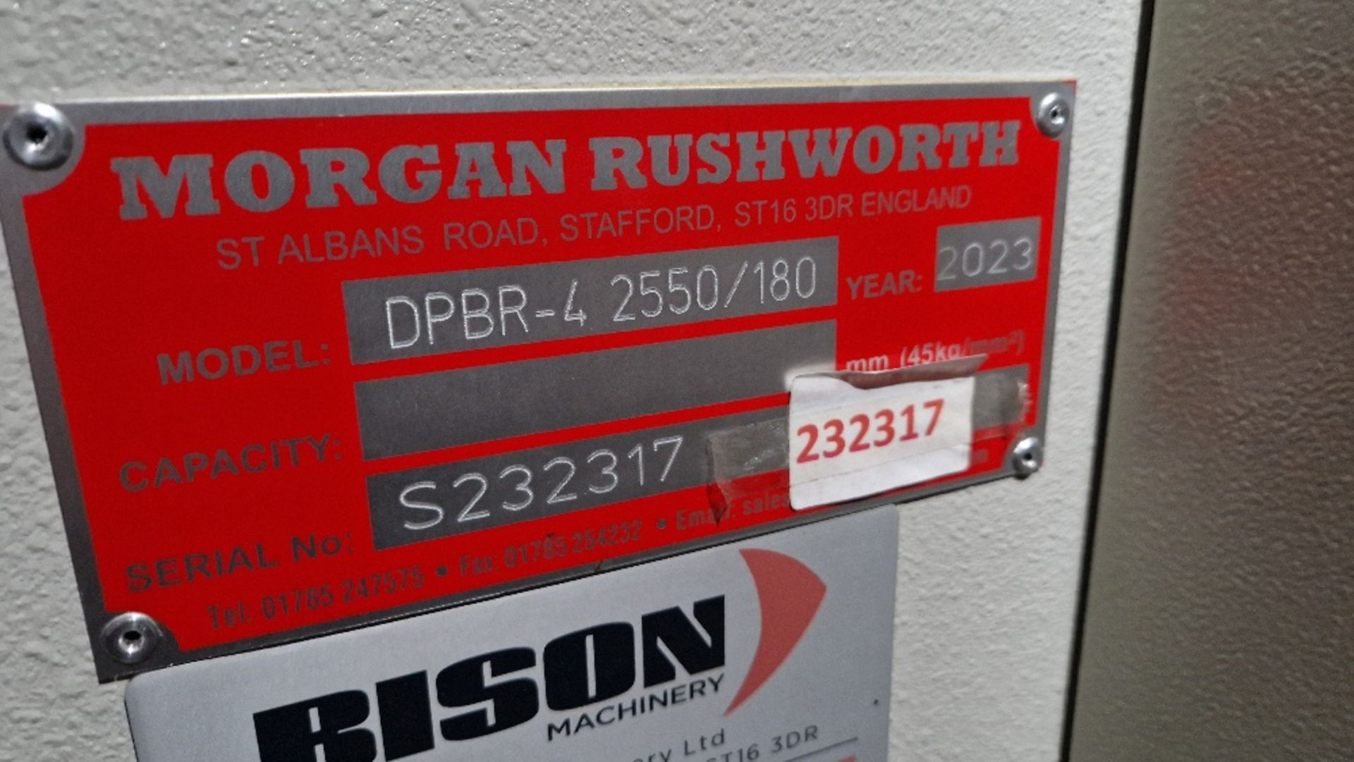 MORGAN RUSHWORTH DPBR-4 2550/180 HYRAULIC 4 ROLLS PLATE BENDING MACHINE SERIAL - S232317 D.O.M. - - Image 6 of 6