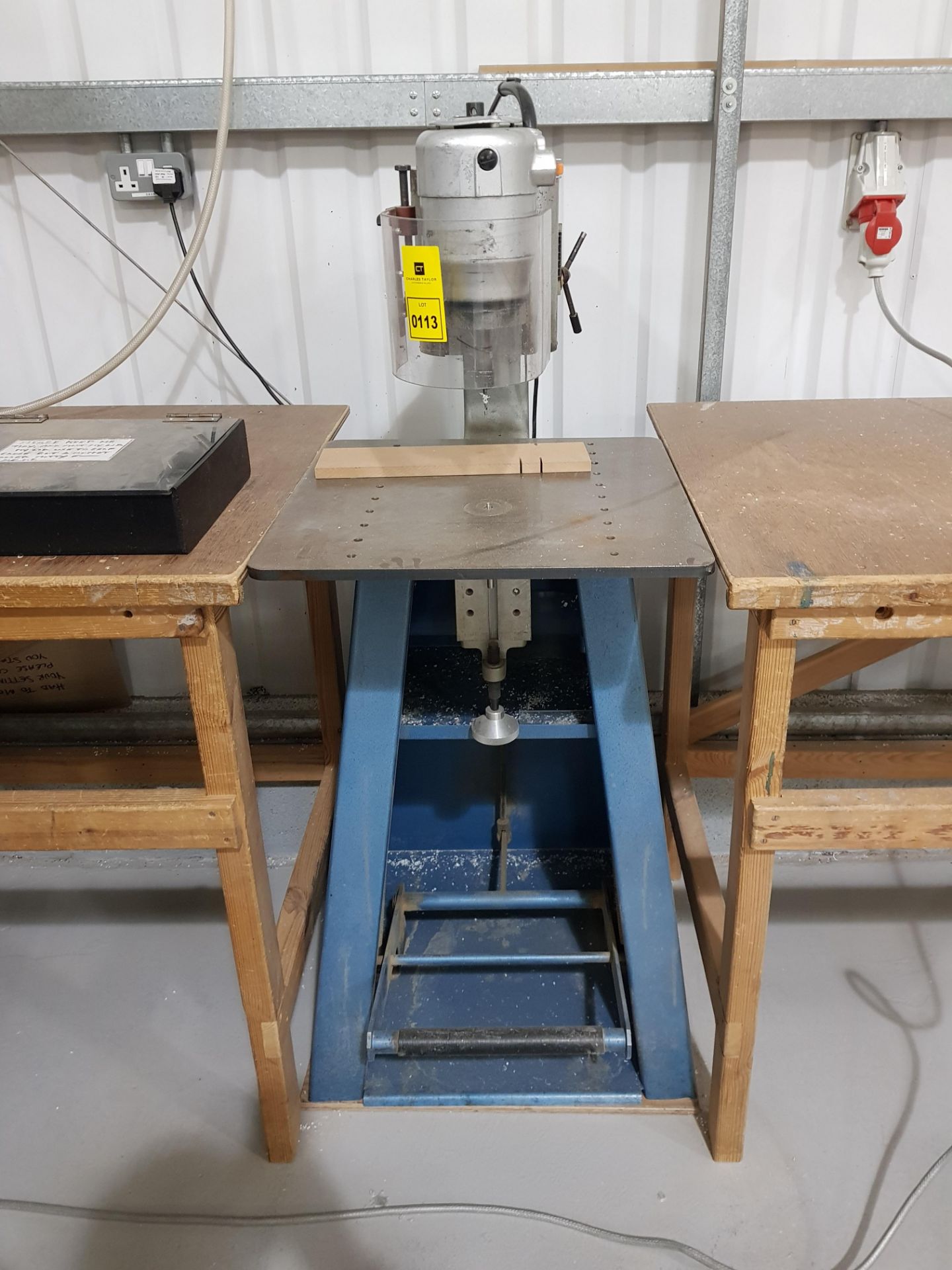 BLACK AND DECKER DRILL ON PEDESTAL AND TREADLE FRAME (ASSETS LOCATED IN DENTON, MANCHESTER.