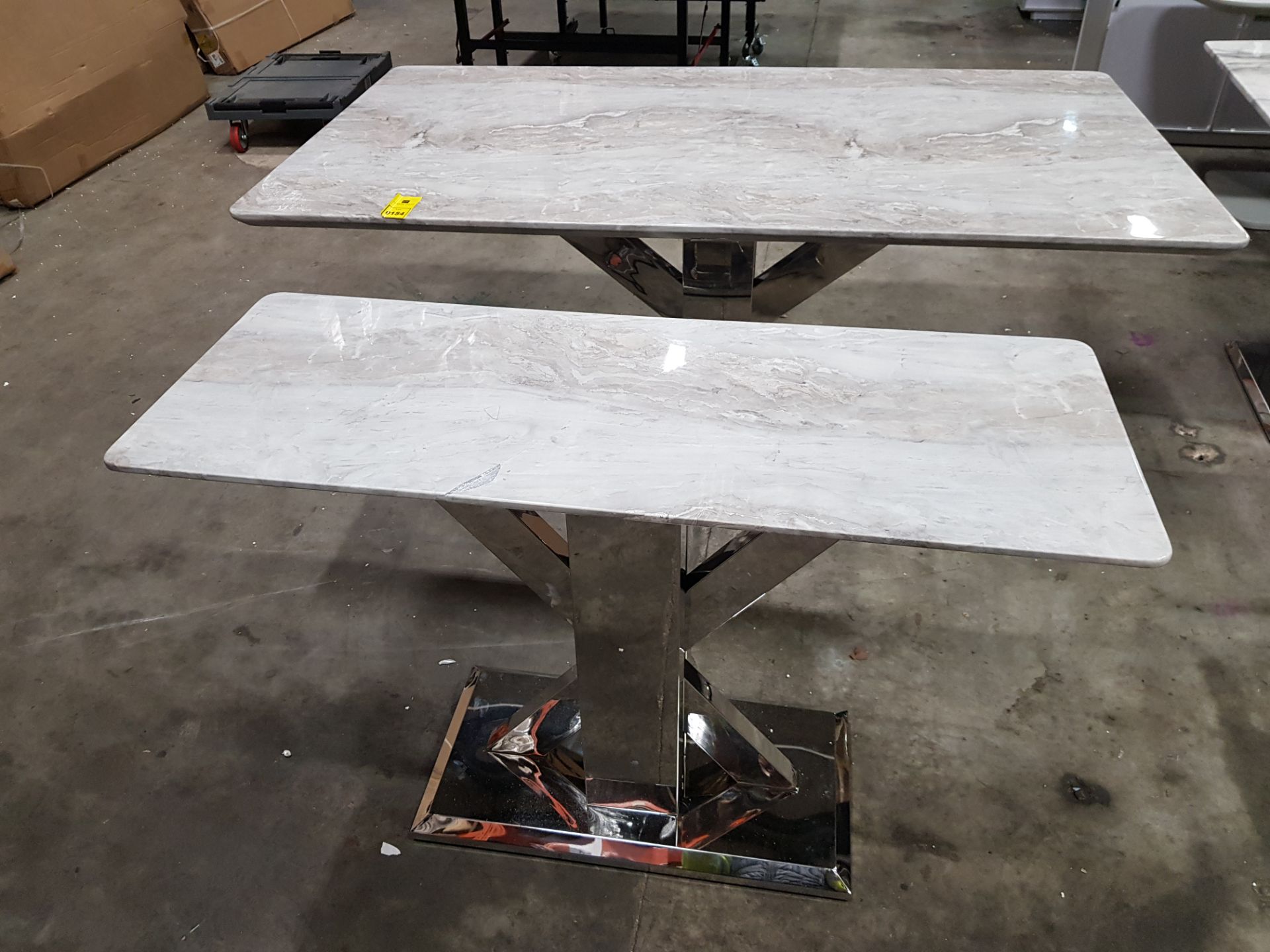 2 PIECE TABLE LOT CONTAINING 1 X VIDA LIVING TREMMEN MILAN GREY MARBLE TOP DINING TABLE WITH