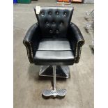 1 X USED LIVING IT UP LUXURY LENORE STYLING CHAIR WITH BUTTONED BACKREST , STUDDED ARMRESTS AND