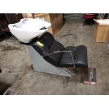 1 X USED PIETRANERA MR PAUL SALON CHAIRS WITH SEPARATE FOOT REST - WASH BASIN AND SHOWER HEAD - IN