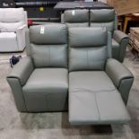 1 X VIDA LIVING RUSSO 2 SEATER ELECTRIC RECYLINER SOFA IN ASH COLOUR - WITH USB CHARGING PORT (