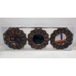 36 X BRAND NEW CREEKWOOD SETS OF 3 CANNE WALL MIRRORS - INDOOR / OUTDOOR - IN BRUSHED COPPER