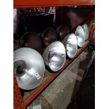 9 X INDUSTRIAL HIGH CEILING CEILING LIGHTS - NO PLUGS ( DIAM - 50 CM ) NOTE: THESE ARE USED -