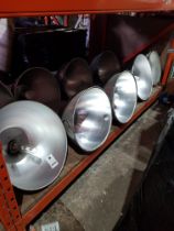 9 X INDUSTRIAL HIGH CEILING CEILING LIGHTS - NO PLUGS ( DIAM - 50 CM ) NOTE: THESE ARE USED -
