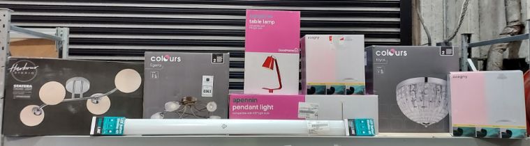 8 PIECE BRAND NEW MIXED LAMP LOT CONTAINING HARBOUR STUDIO STATERA CEILING LIGHTS / GOODHOME