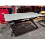 1 X SINTERED STONE EXTENDABLE DINING TABLE IN GREY GRANITE WITH BLACK LEGS AND FRAME ( SIZE : L