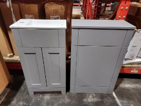 3 PIECE BRAND NEW MIXED BATHROOM LOT CONTAINING 1 X FREESTANDING 2 DOOR 460 VANITY UNIT IN GREY 1