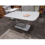 1 X LAZZARO GLASS TOP EXTENDABLE DINING TABLE - IN LIGHT GREY (SIZE : L 160-200 CM / W 80 CM / H