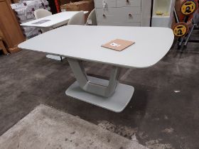 1 X LAZZARO GLASS TOP EXTENDABLE DINING TABLE - IN LIGHT GREY (SIZE : L 160-200 CM / W 80 CM / H