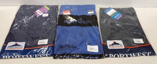 64 X PIECE BRAND NEW MIXED PORTWEST WORKMAN'S TROUSERS THIS INCLUDES 37 PRESTON TROUSERS IN ROYAL