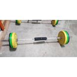 1 X OLYMPIC 20 KG BARBELL - WITH NORTHERN RUBBER WEIGHT PLATES - INCLUDES QUICK RELEASE CLIPS AND