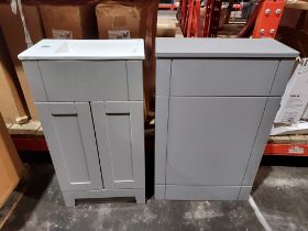 3 PIECE BRAND NEW MIXED BATHROOM LOT CONTAINING 1 X FREESTANDING 2 DOOR 460 VANITY UNIT IN GREY 1