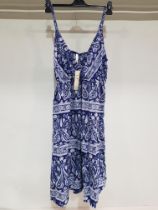 18 X BRAND NEW PISTACHIO BLUE SUMMER DRESS SIZES 1 SMALL , 1 LARGE , 16 MEDIUM RRP £24.99 TOTAL £