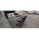 1 X JESSICA MIRRORED 2 DRAWER DRESSING TABLE WITH 1 X LEATHER LOOK GREY SPINNING CHAIR ( SIZE : W