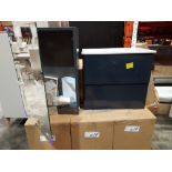 3 PIECE BRAND NEW MIXED BATHROOM LOT CONTAINING 1 X AQUATREND 560 WALL VANITY UNIT IN INDIGO