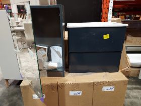 3 PIECE BRAND NEW MIXED BATHROOM LOT CONTAINING 1 X AQUATREND 560 WALL VANITY UNIT IN INDIGO