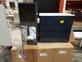 3 PIECE BRAND NEW MIXED BATHROOM LOT CONTAINING 1 X AQUATREND 560 WALL VANITY UNIT IN INDIGO