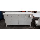 1 X DILETTA 7 DRAWER WIDE CHEST CABINET IN CREAM COLOUR WITH GOLD HANDLES ( SIZE : W 166 CM X D 49