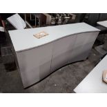 1 X LAZZARO CURVED SIDEBOARD IN GREY WITH LED STRIP LIGHTS - NO BOX ( L 150 / W 50 / H 81 CM ) (