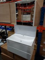 3 PIECE BRAND NEW SET BATHROOM LOT CONTAINING 1 X FUSHION PETITE 750 - 2 DRAWER WALL HUNG UNIT IN