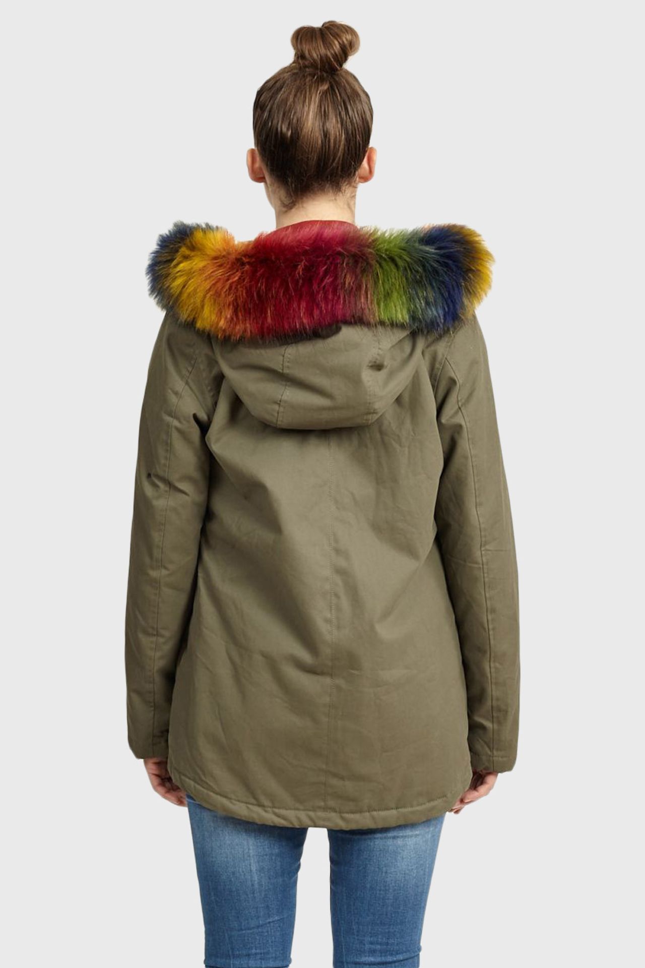 3 X BRAND NEW WOMEN'S BRAVE SOUL PARKA COAT WITH RAINBOW FUR HOOD TRIM SIZE 8 RRP £59.99 TOTAL 179. - Image 2 of 2