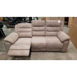 1 X VIDA LIVING CYRUS FABRIC 3 SEATER ELECTRIC RECYLINER SOFA IN BISCUIT COLOUR - WITH USB AND USB-C