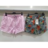 15 PIECE BRAND NEW MIXED BRAVE SOUL MENS SHORTS LOT TO INCLUDE HAWAIIAN SHORTS AND PINK SHORTS IN