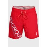 10 X BRAND NEW MEN'S PACIFIC CROSS HATCH SWIM SHORTS IN RED SIZE L , RRP £19.99 TOTAL £199.9