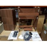 16 PIECE MIXED BATHROOM LOT CONTAINING 7 X BRAND NEW 3 DRAWER 300 BASE UNIT IN DARK WALNUT COLOUR