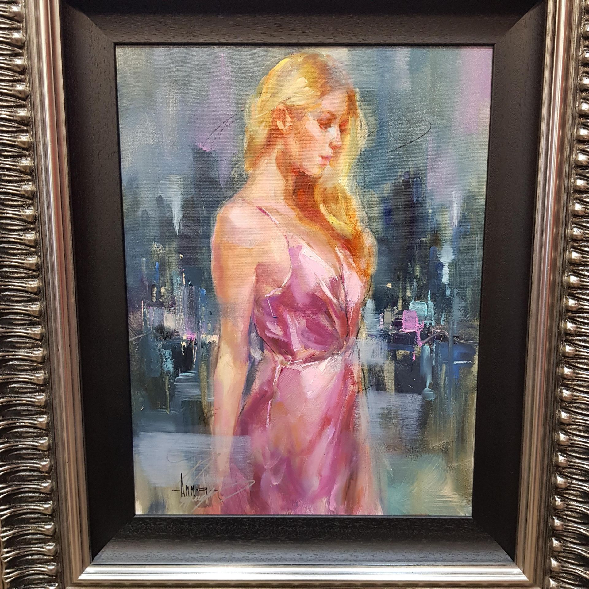 ANNA RAZUMOVSKAYA OIL ON CANVAS TITLED: FOR A WHILE 1 IN A SILVER COLOURED FRAME SIZE 93CM X - Image 3 of 13