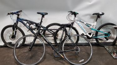 3 PIECE MIXED BIKE LOT CONTAINING 1 X BASIS TOURMALET ADULT ROAD BIKE ( FRAME : 23 INCH ) 1 X