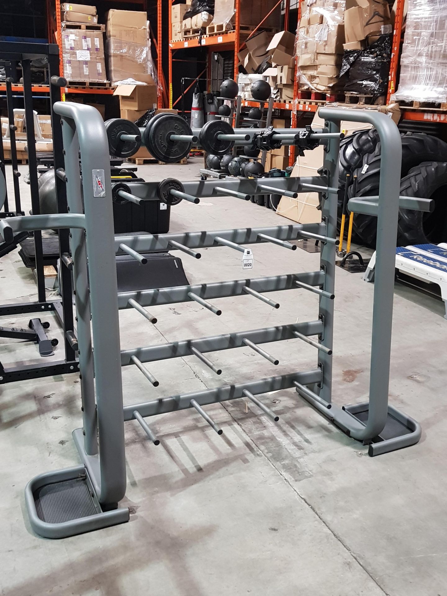 1 X 6 TIER JORDAN BARBELL AND WEIGHT PLATES RACK - IN GREY