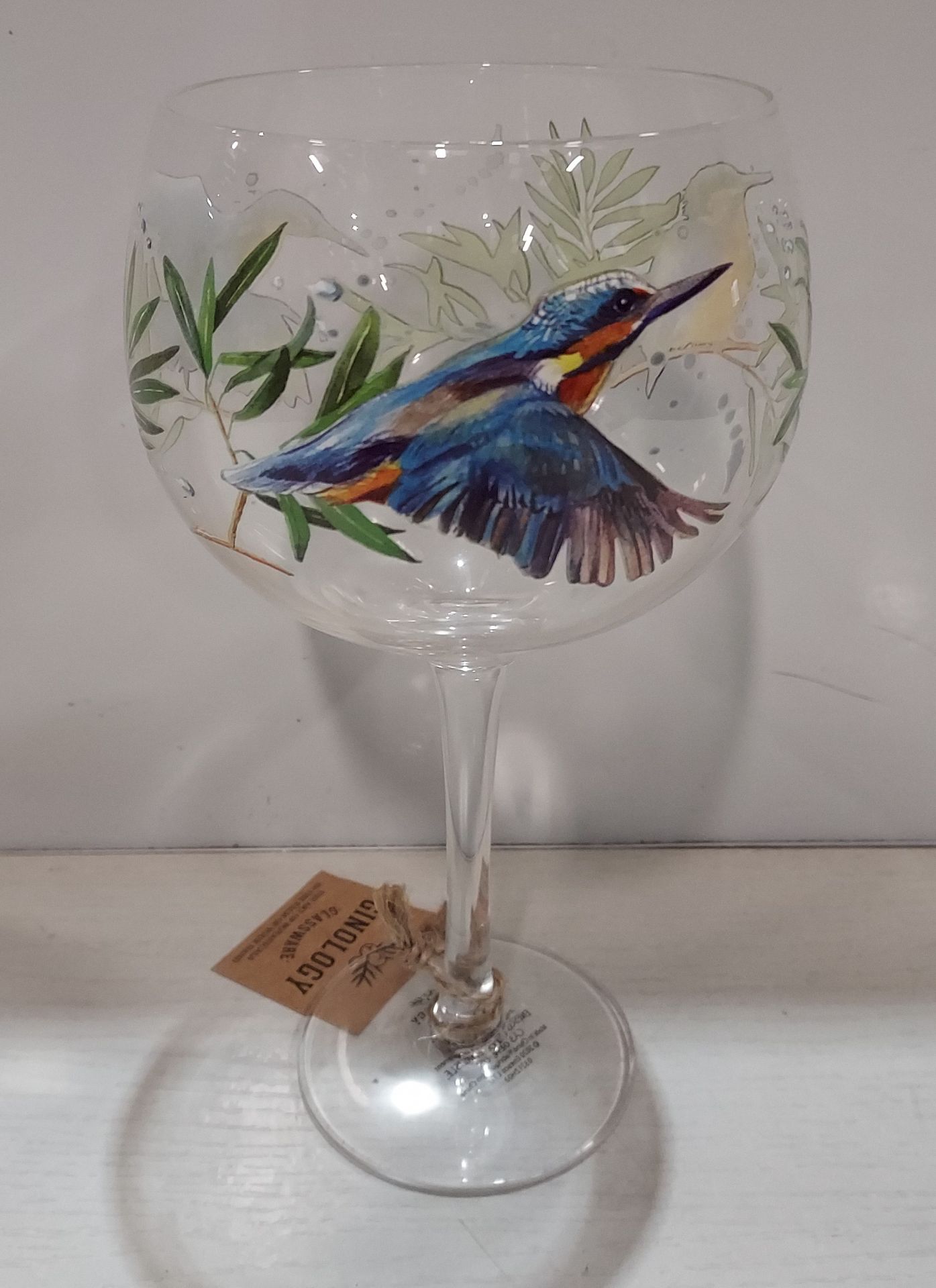 48 X BRAND NEW KINGFISHER COPA GIN GLASSES WITH BIRD AND TWIGS DESIGN - IN 4 BOXES
