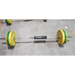 1 X OLYMPIC 20 KG BARBELL - WITH NORTHERN RUBBER WEIGHT PLATES - INCLUDES QUICK RELEASE CLIPS AND