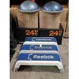 9 PIECE MIXED GYM LOT CONTAINING 3 X REEBOK MULTI FUNCTION STEP DECKS 2 X MIRAFIT 20 TO 24 INCH