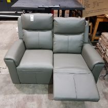 1 X VIDA LIVING RUSSO 2 SEATER ELECTRIC RECYLINER SOFA IN ASH COLOUR - WITH USB AND USB-C CHARGING
