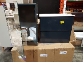 3 PIECE BRAND NEW MIXED BATHROOM LOT CONTAINING 1 X AQUATREND 560 WALL VANITY UNIT IN INDIGO