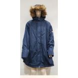 4 X BRAND NEW BRAVE SOUL PARKA COAT WITH FUR HOOD TRIM IN NAVY BLUE SIZES 2 IN 3XL , 1 IN 7XL , 1 IN