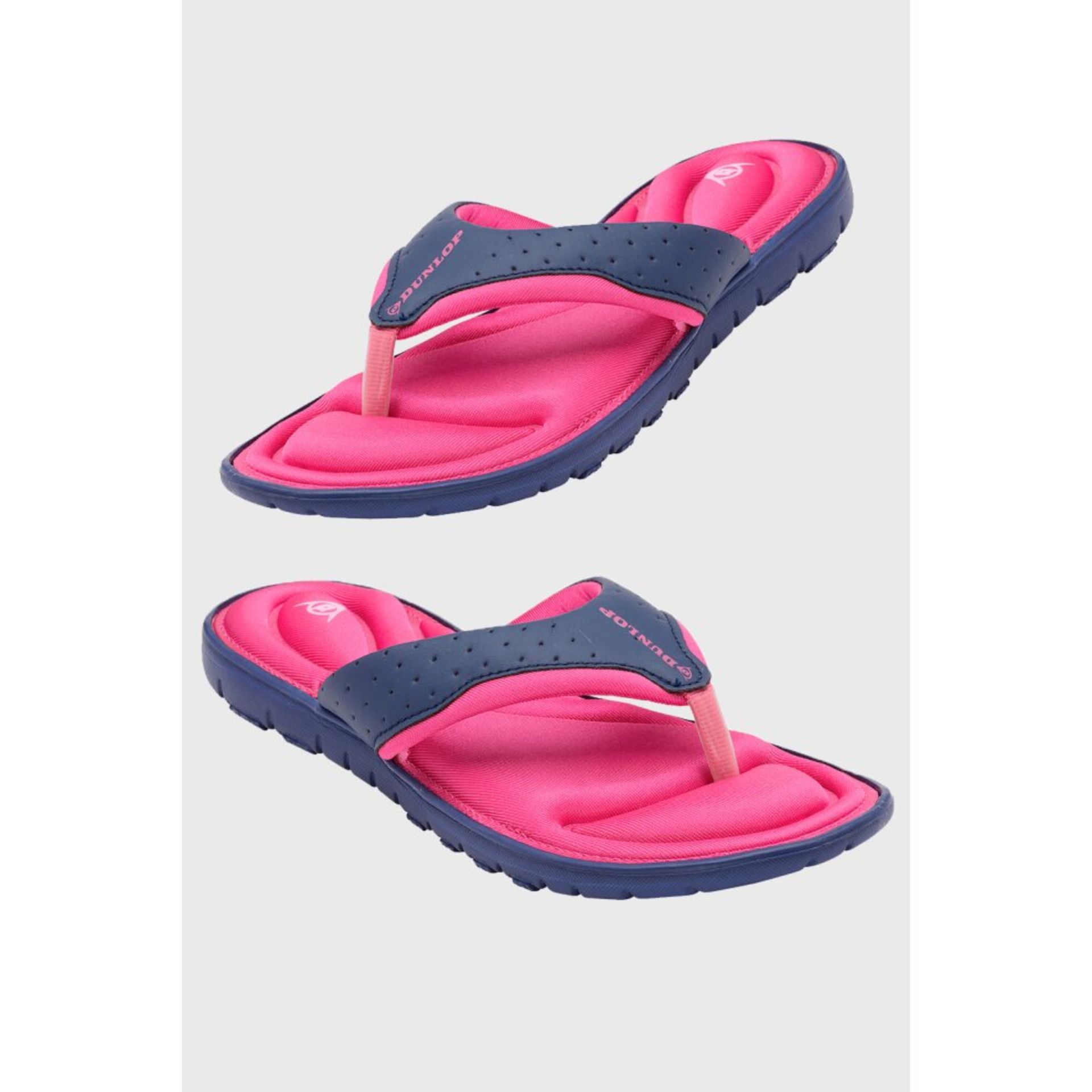 12 X BRAND NEW DUNLOP MEMORY FOAM CUSHIONED TOE POST FLIP FLOPS - (DLP505 ) - ALL IN NAVY/