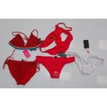 100 X BRAND NEW MIXED CLOTHING LOT CONTAINING SOUTH BEACH MIX AND MATCH HIPSTER BASIC WHITE BIKINI